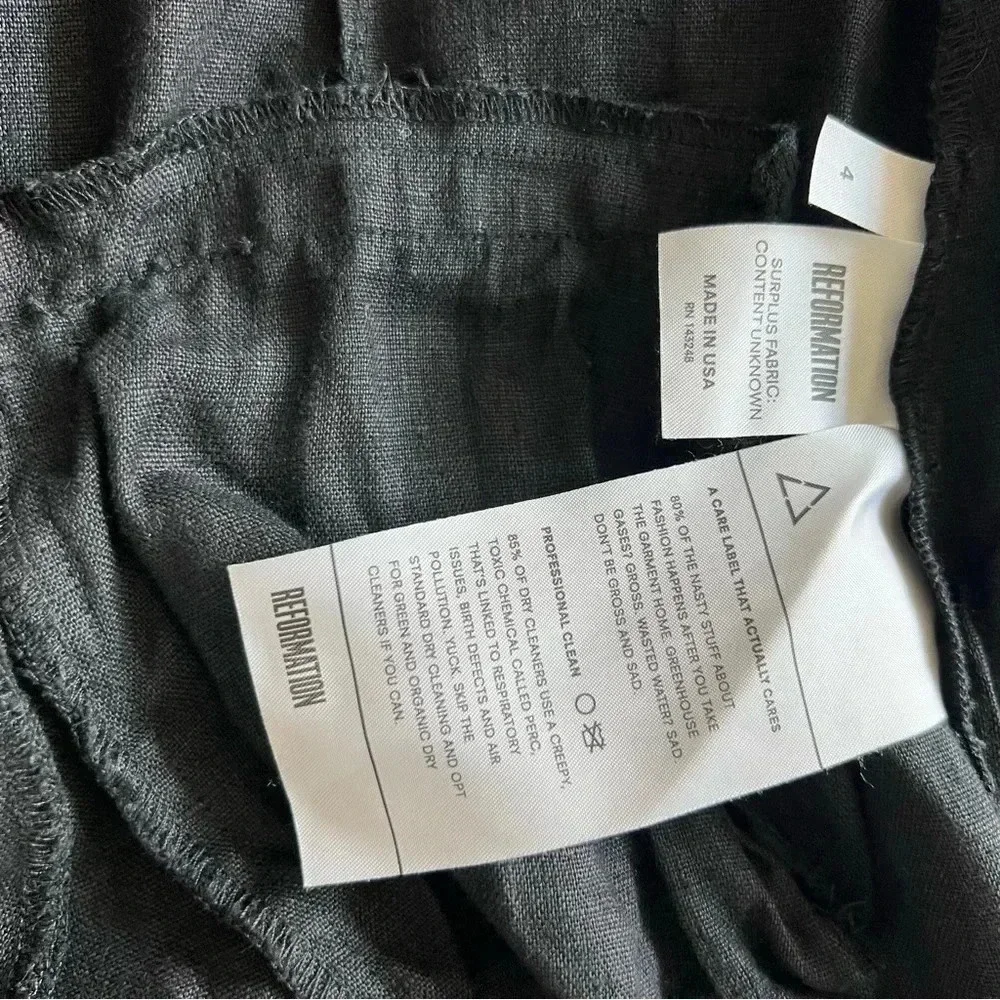 Reformation Pants Foldover Waistband Pleated Cuffed Hem Pockets Size 4 Black